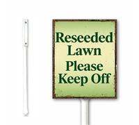 Rustic New Grass Seeded Please Keep Off Yard Sign With Stake, Stay Off Lawn Do Not Walk On Seed Signs 20x30 CM Rust Free Aluminum Weatherproof