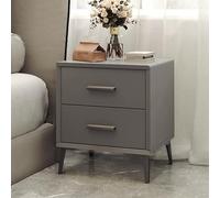 Rustic Nightnd with 2 Ders & Metal Legs Bedside Table for Living Room Lar End Table with Sto Modern Design (Color: Dark Size: 15.7"x11.8"x18")