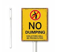 Rustic No Dumping Yard Sign, No Dumping - Violators Will Be Prosecuted Sign with Stake, 20X30 CM Aluminum Sign Rust Free Weatherproof Outdoor Use