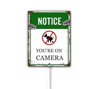 Rustic Notice You Are On Camera Sign, Funny Dog Poop Sign, No Dog Poop Lawn Signs, No Pet Poop Signs For Yard Sturdy Aluminum Sign Waterproof,Fade Resistant,Easy Install Outdoor Use 12X15CM
