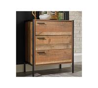 LPD Furniture Hoxton 3 Drawer Chest Distressed Oak Effect