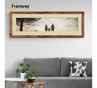 (Rustic Oak With Black Mount, 100x45CM Pic (110x55CM Frame)) Panoramic Size Rustic Oak Picture Frame Photo Frames With Multicolored Mounts Wall Hanging Frame