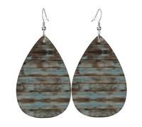 Rustic Old Barn Wood Patterned leather earrings, women's earrings, suitable for daily wear, party and date