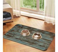 Rustic Old Barn Wood Patterned Pet Feeding Mat with Water-Absorbing PU Top & Rubber Base - Anti-Slip Dog Cat Food Mat for Cats, Dogs & Pets, 30x45cm