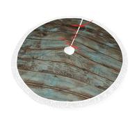 Rustic Old Barn Wood Print Christmas Tree Skirt Perfect For Christmas, New Year Seasonal Celebrations