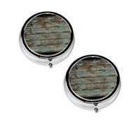 Rustic Old Barn Wood Print Pill Box 3 Compartment Medicine Pill Case,Portable for Pocket Or Purse Pill Organizer Decorative Metal Medicine Vitamin Organizer Unique Gift