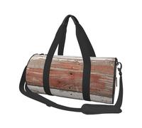 Rustic Old Barn Wood Print Travel Duffel Bag Large Foldable Round Travel Carry on Bag with Adjustable Shoulder Strap for Weekender Overnight Flight Hospital Sports