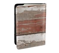 Rustic Old Barn Wood Printed Passport Holder - 6.5 x 4.5 Inch RFID Blocking Travel Wallet,Stylish Passport Cover,Lightweight Document Organizer for Cards