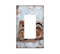 Rustic Old Tractor Decorative Light Switch Cover Plate 1 Gang Single Rocker, Vintage Country Farmhouse Electrical Faceplate for Kitchen Bathroom, Farm Switchcover Decor