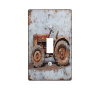 Rustic Old Tractor Decorative Light Switch Cover Plate 1 Gang Single Toggle, Vintage Country Farmhouse Electrical Faceplate for Kitchen Bathroom, Farm Switchcover Decor