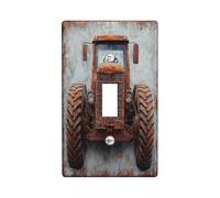 Rustic Old Tractor Decorative Light Switch Cover Wall Plate 1 Gang Single Toggle, Vintage Country Farmhouse Electrical Faceplate for Kitchen Bathroom, Farm Switchcover Decor