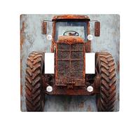 Rustic Old Tractor Decorative Light Switch Cover Wall Plate 2 Gang Double Toggle, Vintage Country Farmhouse Electrical Faceplate for Kitchen Bathroom, Farm Switchcover Decor