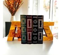 Rustic Olive Wood A-Z Bookends, Handmade Home Decor