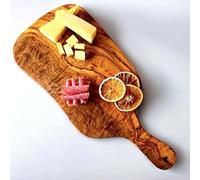 Rustic Olive Wood Paddle Serving Board - Handcrafted Cutting Board for Cheese, Charcuterie, and Kitchen Display (33 cm)