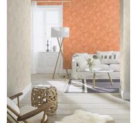 Rustic Orange Wallpaper Concrete Effect Vinyl Extra Washable Paste The Wall