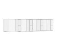 Rustic Outdoor Dog Kennel 8m x 2m Model 4 Doors Large Breed Galvanised Steel Silver Water Resistant Garden Only Easy to Assemble with a Screwdriver Has Protection