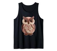 Rustic Owl Patchwork Floral Animal Boho Folk Art Graphic Tank Top