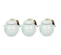 Rustic Pastel Fully Dipped Terracotta Kitchen Dining Storage Jar w/ Lid (H) 15cm Set of 3 Verano Spanish Ceramics Duck Egg Blue One Size