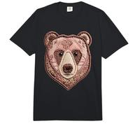 Rustic Patchwork Bear Floral Animal Collage Folk Art Graphic Comfort Colors Adult Heavyweight T-Shirt