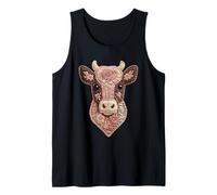 Rustic Patchwork Cow Floral Animal Collage Folk Art Graphic Tank Top