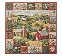 Rustic Patchwork Farm Puzzles for Adults 1000 Pieces, Embroidery Country Landscape Jigsaw Puzzle, Quilt Barn Village Floral Bird Collage Artwork Puzzle, Cozy Farmhouse Nature Scene Puzzle