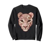Rustic Patchwork Panther Floral Animal Boho Folk Art Graphic Sweatshirt