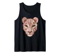 Rustic Patchwork Panther Floral Animal Boho Folk Art Graphic Tank Top