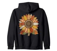 Rustic Patchwork Sunflower Autumn Harvest Bloom Zip Hoodie