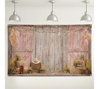 Rustic Peach Barn Backdrop, Vintage Farmhouse Party Decorations, Autumn Photography Background for Events, Fall Harvest Celebration 71x43 Inch