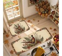 Rustic Pheasant Autumn Harvest Decor Kitchen Rugs Sets of 2