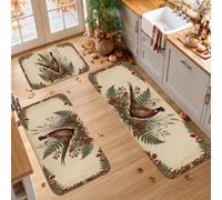 Rustic Pheasant Autumn Harvest Decor Kitchen Rugs Sets of 3