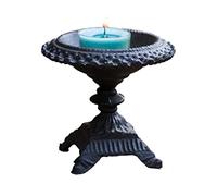 Rustic Pillar Candle Holders, Heavy Duty Cast Iron Retro Black Metal Modern Farmhouse Candlestick Holders for Fireplace Mantel Dinning Table Home Decor (13x13cm)