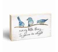 Rustic Pine Wood Block Sign - Every Little Thing Is Gonna Be Alright - Positive Wooden Plaque For Desk Top, Shelf, Living Room, Gift For Friends, Home & Office Decorations(4 X 6 Inches) - D04