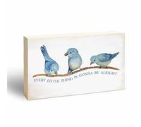 Rustic Pine Wood Block Sign - Every Little Thing Is Gonna Be Alright - Positive Wooden Plaque For Desk Top, Shelf, Living Room, Gift For Friends, Home & Office Decorations(3 X 5 Inches) - 39