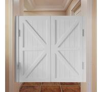 Rustic Pine Wood Saloon Door SetHalf Cafe Swinging Doors for Kitchen & Bar Entrance 180° Auto Close Metal Hinges White Finish 2 Doors W90xH100cm