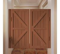 Rustic Pine Wood Saloon DoorsHalf Cafe Style 180° Auto Close Metal Hinges Perfect for Kitchen Hallway Bar Counter Entrance Brown Finish (W150xH100cm Set of 2)