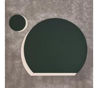 Rustic Placemats Set of 4, Mat Table PU Leather 15x13Inch Reversible Bicolor Solid Color Dark Green Beige White