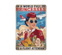 Rustic Plaque "In a World of Princesses Be Crew" GardenSigns Pet/Cat Lover Themes for Humor/Quirk Lovers,Private Parking,Garden,Home M