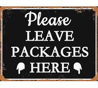 Rustic Please Leave Packages Here Sign With Down Arrow, Package Delivery Signs for Outdoor Use, 40x30 CM Aluminum Plaque for Mailbox Front Porch Gate for Business and Home Outside Use