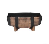 Rustic PP Flower Container 41cm Wooden Look Elevated Base Drainage | Thickened PP resin construction resists cracking Large 41x21x18.5cm fits shrubs or artificial plants Farmhouse
