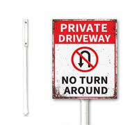Rustic Private Driveway No Turn Around Yard Sign With Stake, Private Drive No Trespassing Sign, 18x22 CM Farm Decorations Yard Lawn Walkway Decorations Sturdy Aluminum Signs Rustproof Outdoor Use