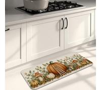 Rustic Pumpkin Kitchen Mats for Floor, Vintage Autumn Design Soft Mats, Cushioned Comfort Washable Non Slip Decor Rugs for Kitchen Sinks Laundryroom Bathroom 16x47 Inch
