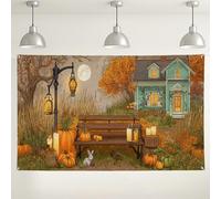 Rustic Pumpkin Patch Wall Backdrop, Vintage Autumn Decorations for Fall Photography, Cozy Outdoor/Indoor Background for Harvest Festival and Halloween 71x43 Inch
