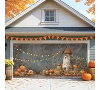 Rustic Pumpkin Winnowing Garage Door Cover, Large Vintage Farmhouse Fall Decorations, Autumn Indoor and Outdoor Harvest Party Decor 157x71 Inch