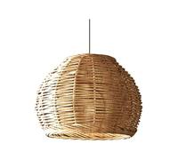 Rustic Rattan Basket Weave Handmade Pendant Lights for Kitchen Islands, Personalized Geometric Large lamp kit Ceiling Suspended Lighting for Breakfast Bars