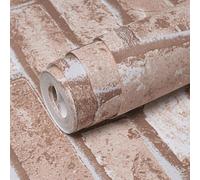 Rustic Red Brick 3D Stone Pattern Effect Wallpaper - Non-Woven Fabric Brick Pattern Industrial Anti-Fouling Texture Vintage Slate for Living Room, Bedroom, Fireplace