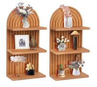 Rustic Red-Brown Wooden Wall Shelf - Stylish Storage Solution for Home Decor, Living Room, Bedroom, Kitchen - and Easy to Install Floating Shelf