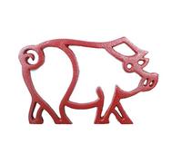 Rustic Red Cast Iron Pig Shaped Trivet 8" - Cast Iron Home Decor - Metal Trivet