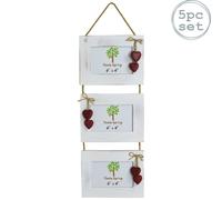 Rustic Red Hearts Hanging 3 Photo Frames - 6 x 4" - Pack of 5 Nicola Spring White One Size