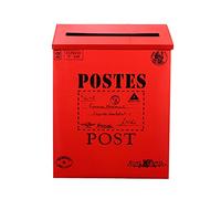 Rustic Red Iron Mailbox for Farmhouse Decor - Wall-Mounted Post Box with Large Storage for Letters, Newspapers, Magazines - Vintage Photo Props